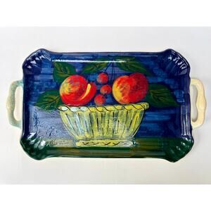 Vintage Italian Hand-Painted Ceramic Fruit Tray by Sara